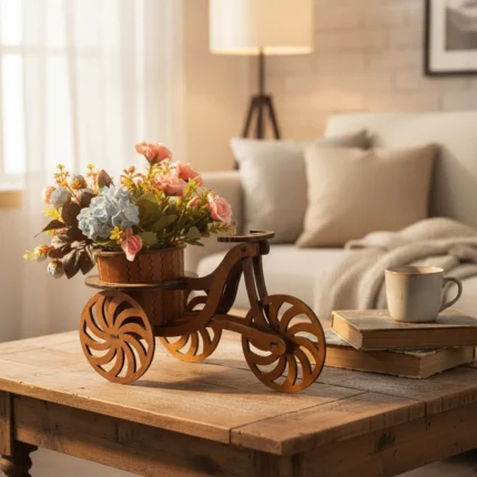 Wooden Decorative Flower Tricycle